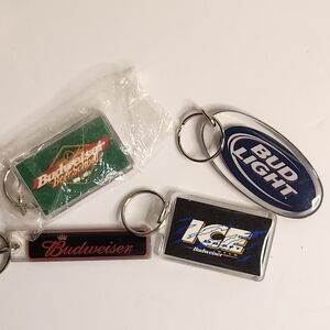 2/$30 Vintage Lot of Budweiser Bud Bud Light Ice Draft Beer Key Chains Keychains